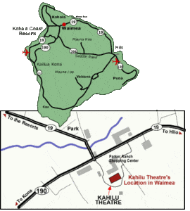 a map showing the location of the kahului theatre.