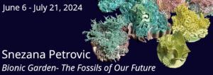 A poster for snezana petrovi's exhibition, the fossils of our future.