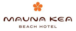 Logo of Mauna Kea Beach Hotel featuring an orange five-petal flower above the hotel's name in bold, brown typography.