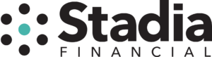 Logo of Stadia Financial with a black text and five black dots surrounding a teal dot to the left of the company name.