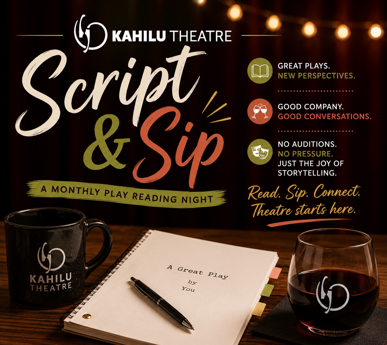 Kahilu Script & Sip website event